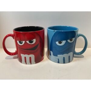 M&M's World Red and Blue Character Mugs Set of Two Dishwasher Microwave Safe